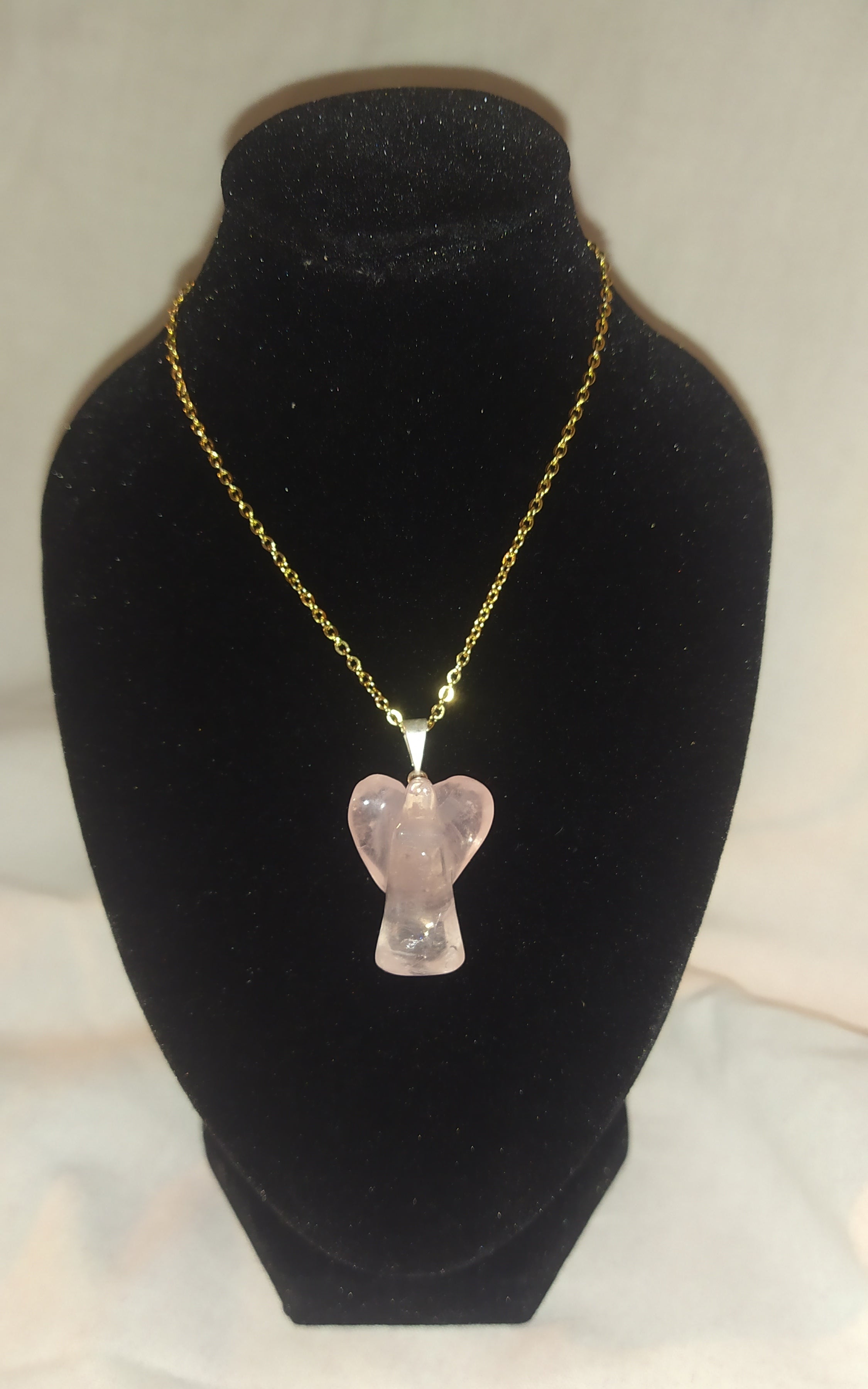 Pendentif Ange en quartz rose