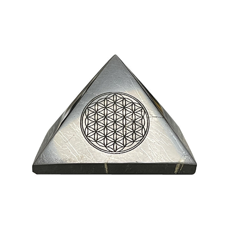 Pyramide en shungite fleur de vie (5 cm)